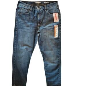 Wrangler Men's Relaxed Fit Flex‎ for Comfort Straight Leg Medium Wash 36 X34 NWT